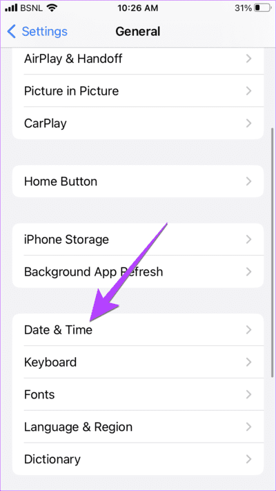iPhone-General-Date-and-Time 6 طرق لإصلاح ظهور الوقت بشكل خاطئ على ويدجت ساعة iPhone