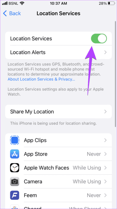 iPhone-Location-Services-576x1024-1 6 طرق لإصلاح ظهور الوقت بشكل خاطئ على ويدجت ساعة iPhone
