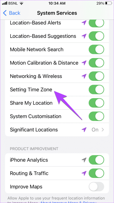 iPhone-Location-Time-Zone 6 طرق لإصلاح ظهور الوقت بشكل خاطئ على ويدجت ساعة iPhone