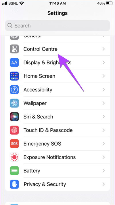 iPhone-Setting-Control-Center 11 طرق لإصلاح عدم عمل التمرير لأعلى على iPhone