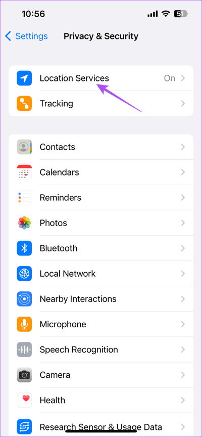 location-services-settings-iphone-711x1536-1 أفضل 5 إصلاحات لعدم عمل الوضع الليلي على Instagram على iPhone