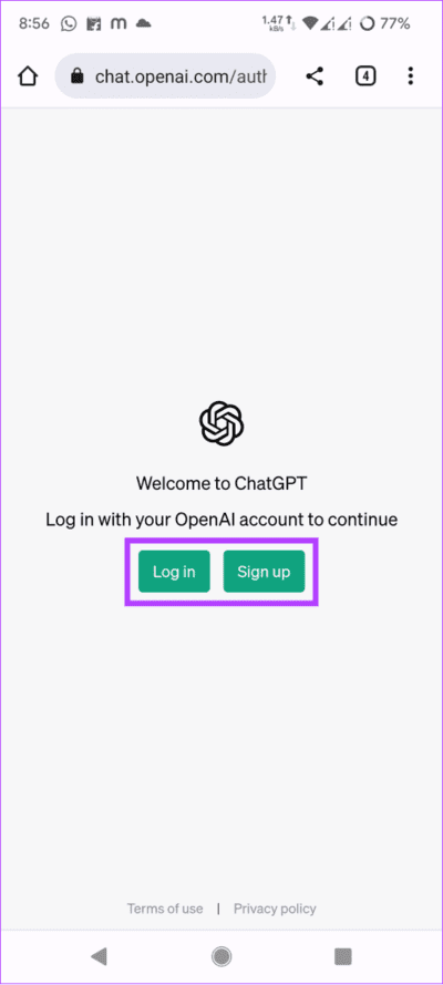 login-or-sign-up-to-chatgpt-1-461x1024-1 كيفية الحصول على ChatGPT و Bing Chat على هواتف Android