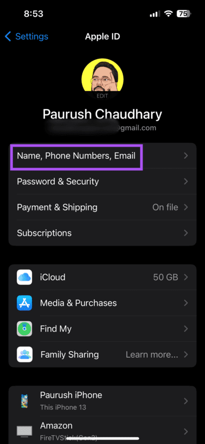 name-number-settings-icloud-iPhone-710x1536-1 أفضل 9 إصلاحات لعدم ظهور أسماء جهات الاتصال في iMessage على iPhone