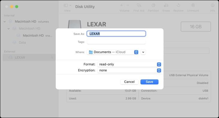 new_disk_image_from_volume كيفية استخدام Disk Utility على جهاز Mac