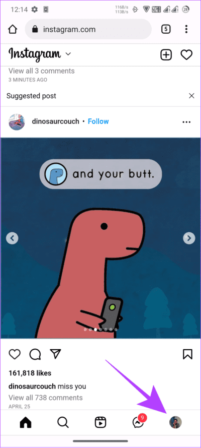 open-profile-on-Instagram-on-mobile-browser-461x1024-1 كيفية تغيير كلمة مرور Instagram على Android و iPhone وسطح المكتب