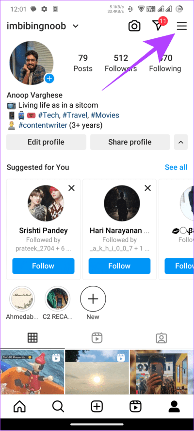 open-the-hambuirger-menu-on-Instagram-lite كيفية تغيير كلمة مرور Instagram على Android و iPhone وسطح المكتب