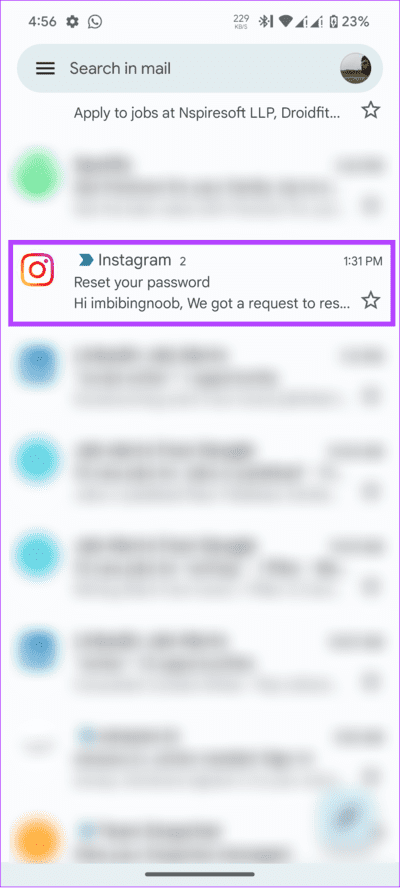 open-the-instagram-password-reset-mail كيفية تغيير كلمة مرور Instagram على Android و iPhone وسطح المكتب