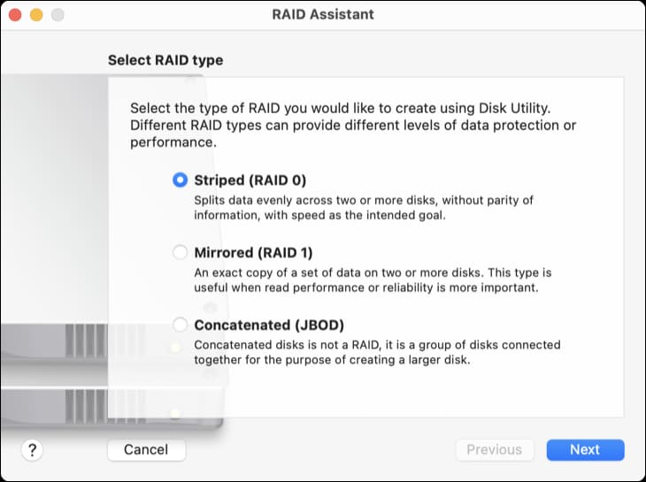 raid_assistant كيفية استخدام Disk Utility على جهاز Mac