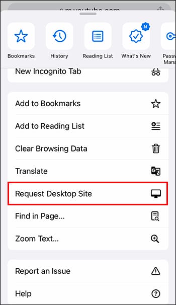 request-desktop-site كيفية تعطيل YouTube Shorts