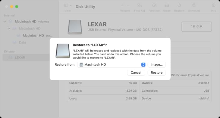 restore_disk كيفية استخدام Disk Utility على جهاز Mac