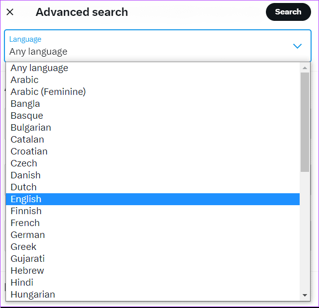 search-by-language كيفية استخدام البحث المتقدم في Twitter: الدليل النهائي