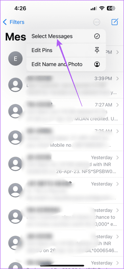 select-messages-iphone-710x1536-1 أفضل 6 إصلاحات لإشعارات الشارة غير الصحيحة في تطبيق Messages على iPhone