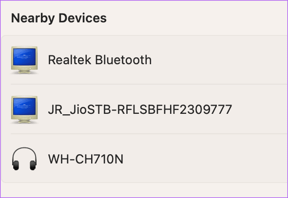 select-nearby-device-to-connect-to-mac-1 كيفية إقران وإدارة أجهزة Bluetooth على iPhone و iPad و Mac