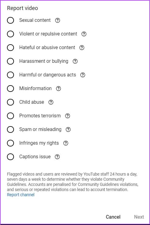 select-option-in-report كيفية حذف مقاطع الفيديو على YouTube: دليل خطوة بخطوة
