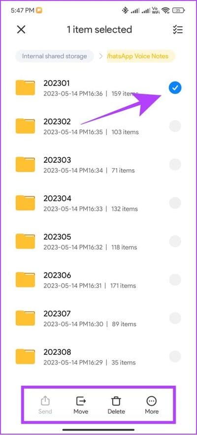 send-or-move-the-file-1-463x1024-1 كيفية حفظ الرسائل الصوتية WhatsApp على iPhone و Android والويب