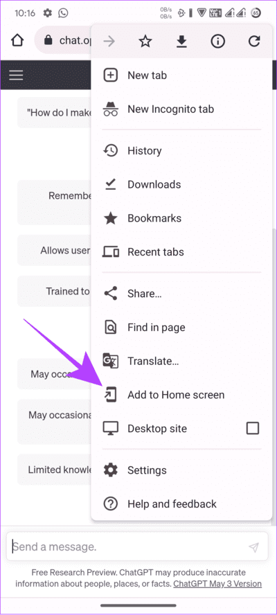 tap-add-to-homescreen كيفية الحصول على ChatGPT و Bing Chat على هواتف Android