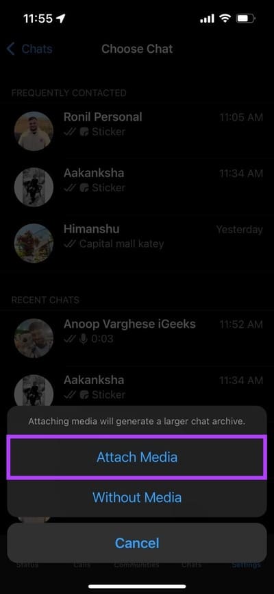 tap-attach-media كيفية حفظ الرسائل الصوتية WhatsApp على iPhone و Android والويب