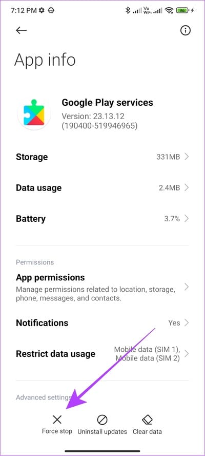 tap-force-stop-Googple-Play-services 12 طريقة لإصلاح مشكلة "حدث خطأ ما" في Play Store