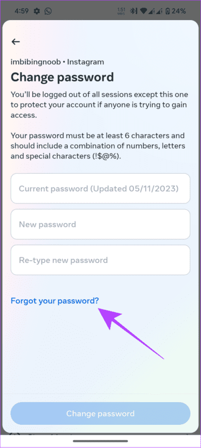 tap-forgot-password-461x1024-1 كيفية تغيير كلمة مرور Instagram على Android و iPhone وسطح المكتب