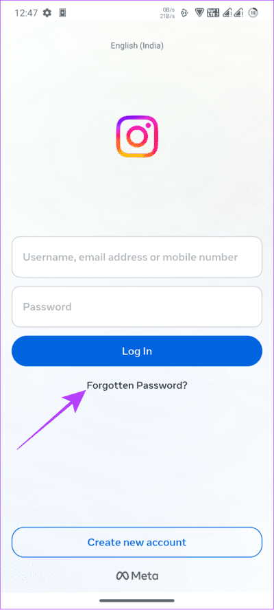 tap-forgotten-password كيفية تغيير كلمة مرور Instagram على Android و iPhone وسطح المكتب