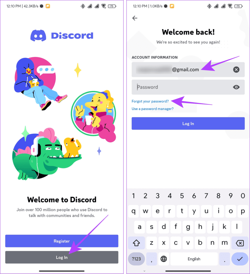 tap-log-in-enter-the-email-and-hit-forget-your-password-on-discord-1867x2048-1 نسيت كلمة المرور الخاصة بك على Discord:إليك 4 طرق لتغييرها أو إعادة تعيينها