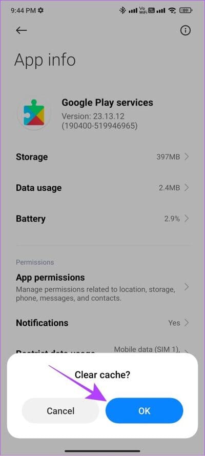 tap-ok-to-confirm-to-clear-cache-461x1024-1 12 طريقة لإصلاح مشكلة "حدث خطأ ما" في Play Store