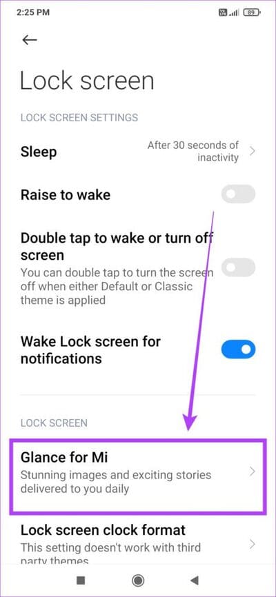 tap-on-glance-for-mi كيفية إيقاف تشغيل شاشة القفل الديناميكي (أو GLANCE ) على Android