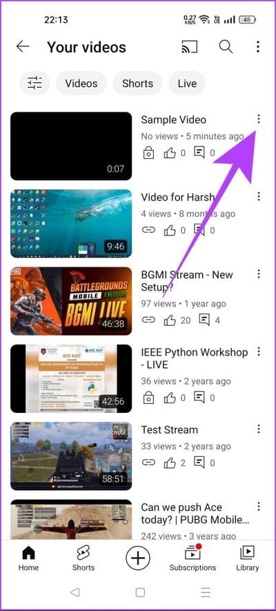tap-on-three-dots-icon-4-463x1024-1 كيفية حذف مقاطع الفيديو على YouTube: دليل خطوة بخطوة