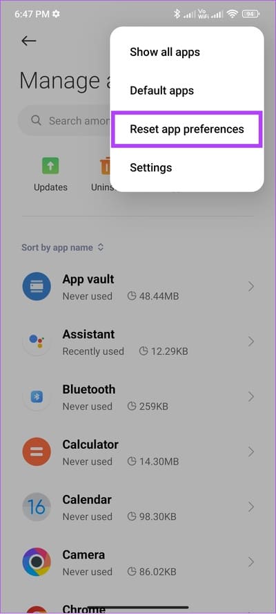 tap-reset-app-preferences 12 طريقة لإصلاح مشكلة "حدث خطأ ما" في Play Store