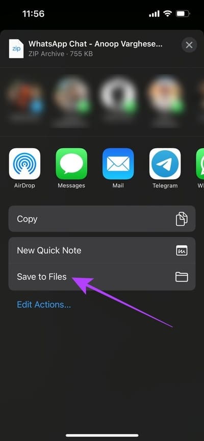 tap-save-to-files كيفية حفظ الرسائل الصوتية WhatsApp على iPhone و Android والويب