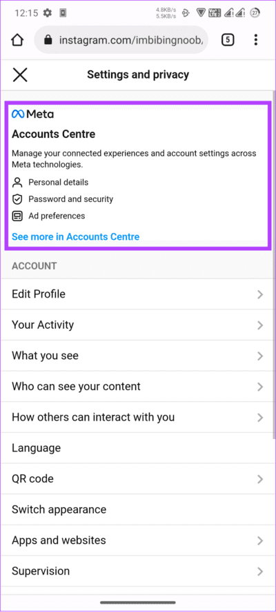 tap-see-more-in-Accounts-center-692x1536-1 كيفية تغيير كلمة مرور Instagram على Android و iPhone وسطح المكتب