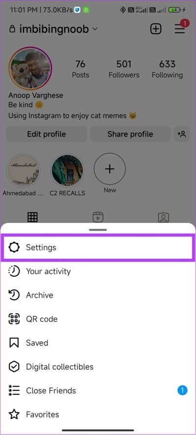 tap-settings-4 9 طرق سهلة لإصلاح عدم ظهور Instagram في آخر نشاط