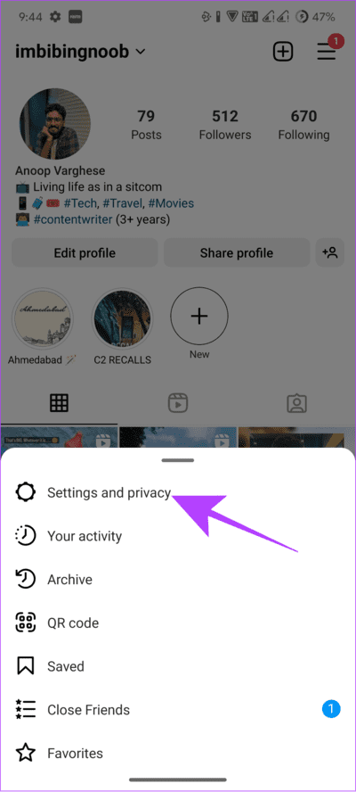 tap-settings-and-privacy-1 كيفية تغيير كلمة مرور Instagram على Android و iPhone وسطح المكتب