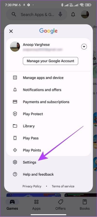 tap-settings-on-play-store 12 طريقة لإصلاح مشكلة "حدث خطأ ما" في Play Store