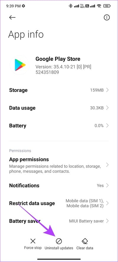 tap-uninstall-updates 12 طريقة لإصلاح مشكلة "حدث خطأ ما" في Play Store