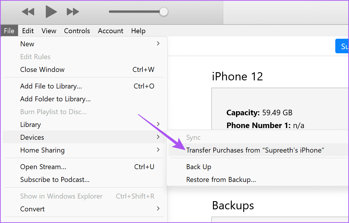 transfer-purchase-from-iphone-itunes-windows أفضل طريقتين لنقل البودكاست من iPhone إلى iTunes على جهاز كمبيوتر Windows