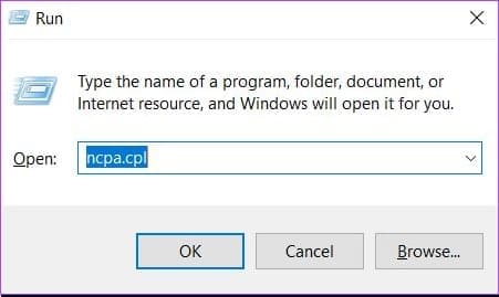 type-ncpa.cpl-in-run كيفية استخدام Wi-Fi و Ethernet في نفس الوقت في Windows