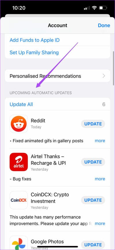 update-apps-in-app-store-iphone-711x1536-1 أفضل 5 إصلاحات لعدم عمل الوضع الليلي على Instagram على iPhone