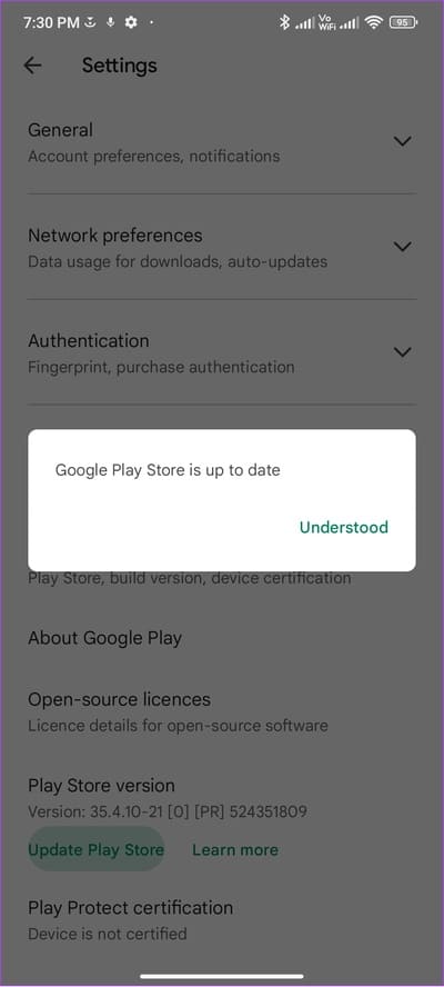 update-play-store-on-Android 12 طريقة لإصلاح مشكلة "حدث خطأ ما" في Play Store