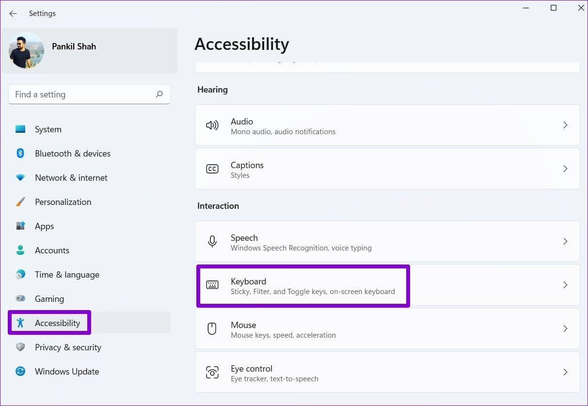 Accessibility-Settings-on-Windows-11 أفضل 6 طرق لإصلاح عدم عمل مفتاح المسافة في Windows 11