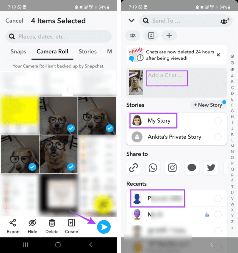 Add-Camera-Roll-Photos-to-Snapchat-Story-8 كيفية إضافة صور ألبوم الكاميرا إلى قصة Snapchat