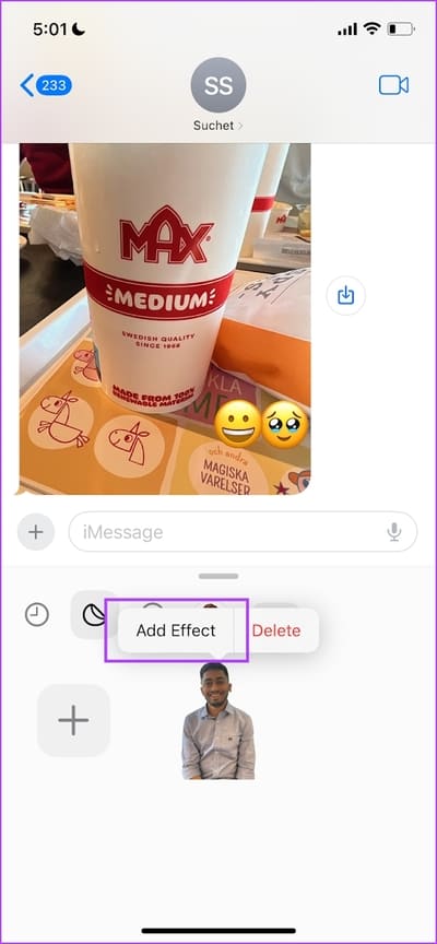 Add-Effect كيفية إنشاء واستخدام الملصقات في iMessage على iOS 17