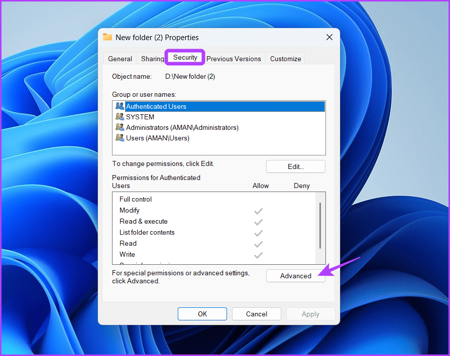 Advanced-button أفضل 5 طرق لإصلاح خطأ "الدليل ليس فارغًا" في Windows 11