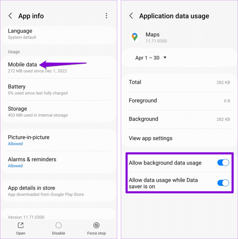 Allow-Background-Data-Usage-to-Google-Maps-1-1524x1536-1 أفضل 8 طرق لإصلاح عدم تحديث مشاركة الموقع في Google Maps على Android و iPhone
