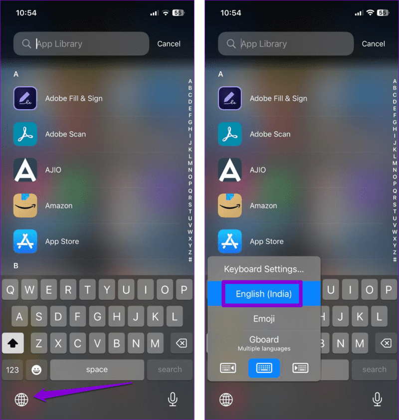 Change-Keyboard-on-iPhone أفضل 8 طرق لإصلاح عدم عمل لوحة مفاتيح Emoji التنبؤية على iPhone