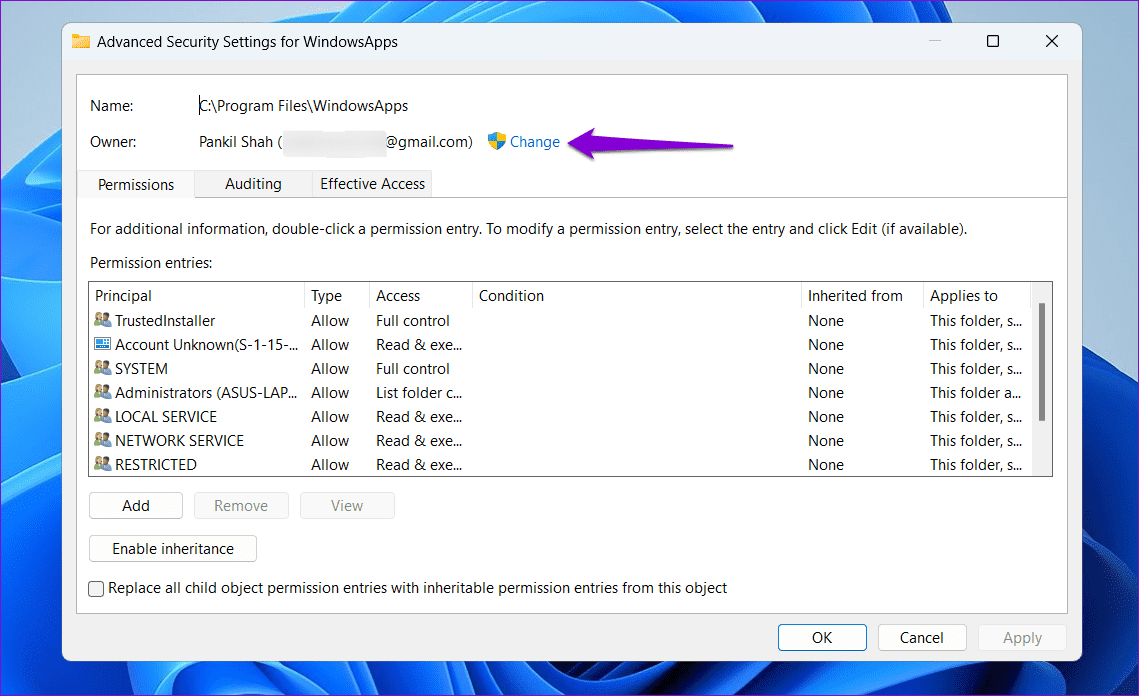 Change-Program-Files-Permissions-on-Windows-1 أفضل 6 إصلاحات لخطأ المستخدم المحدد ليس لديه ملف تعريف صالح على Windows