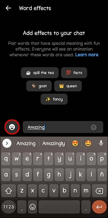 Choosing-Your-Own-Words-for-Word-Effects-1 كيفية إزالة سمة افتراضية في Messenger