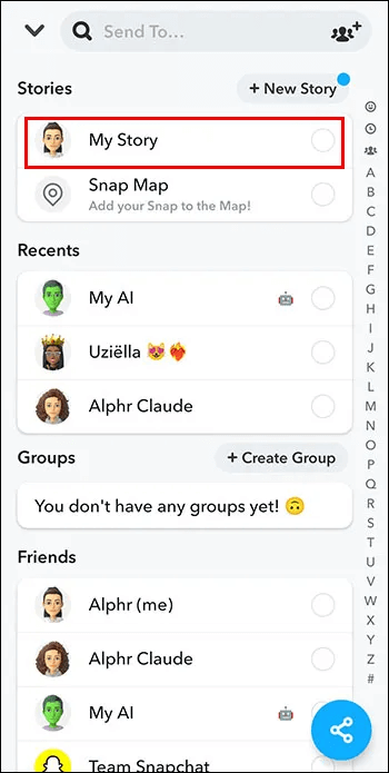 Choosing-the-Our-Story-Option-3 كيفية تغيير الموقع على Snap Map