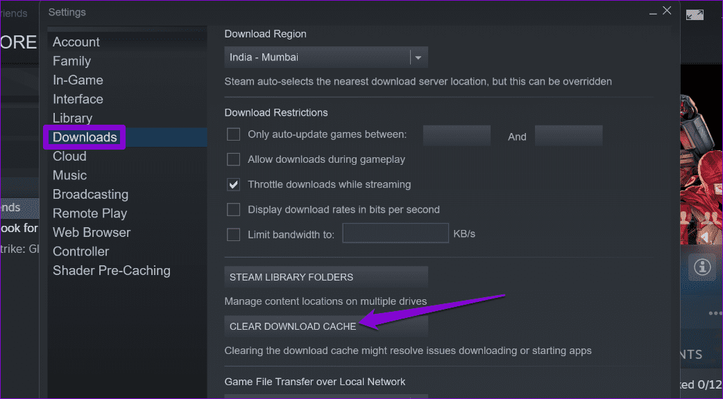 Clear-Download-Cache-in-Steam-1 أفضل 7 طرق لإصلاح خطأ قفل ملف المحتوى في Steam لنظام Windows