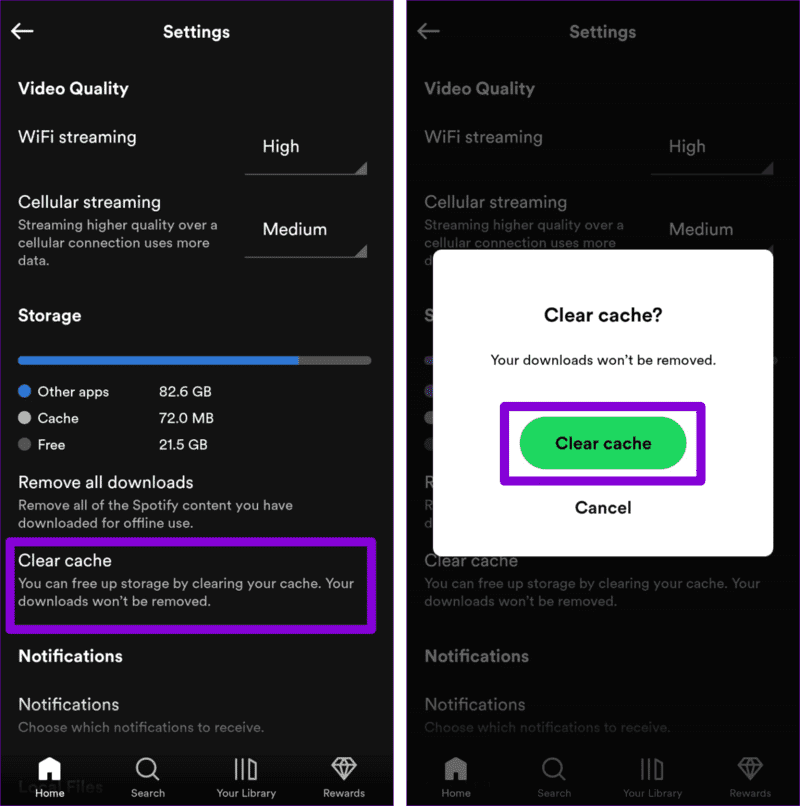 Clear-Spotify-Cache-on-Mobile-1524x1536-1 أفضل 6 طرق لإصلاح عدم عمل مؤثرات Canvas في Spotify على Android و iPhone